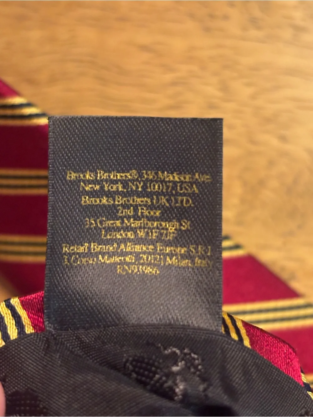 Brooks Brothers Red Striped Silk Tie with Yellow and Navy Accents